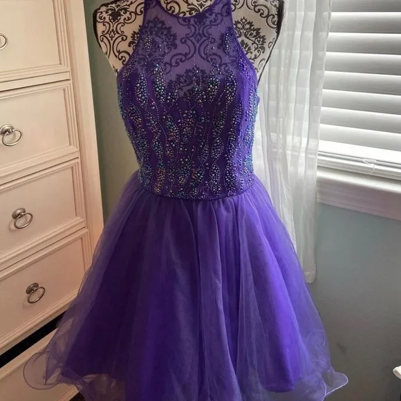 fitted lace wedding dress Lavender Floral Tulle Two Piece Prom Dresses 2025 Puffed Sleeve Formal –  Viniodress main image 0